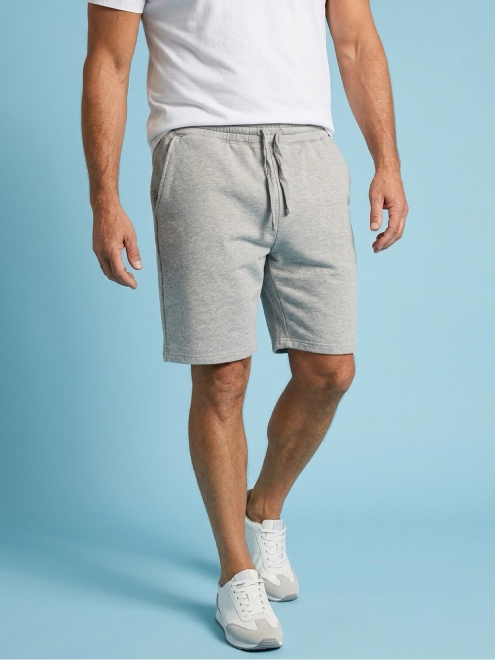 #321-Barneys New York Men's Light Gray Athletic Drawstring Shorts